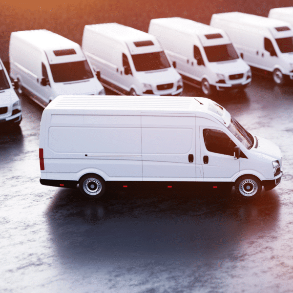 Fleet of courier vans protected with Van Deadlock Solutions